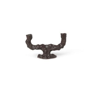 Dito Candle Holder Double- Dark Brown