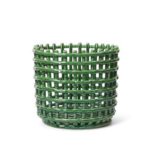 Ceramic Basket Large - Emerald Green