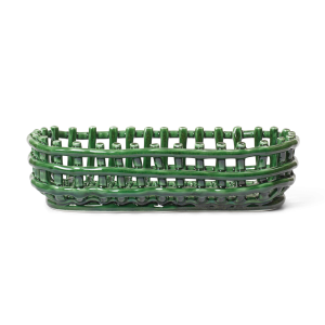 Ceramic Basket Oval - Emerald Green