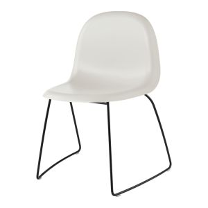GUBI 3D Dining Chair - Stackable - Alabaster White Shell - Black Matt Sledge Base