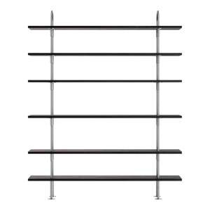 Keen Shelving System 2 Arches 6 Shelves - Satin Stainless Steel/Brown/Black Ash Veneer