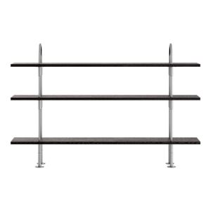 Keen Shelving System 2 Arches 3 Shelves - Satin Stainless Steel-Brown-Black Ash Veneer - The Bowery Company