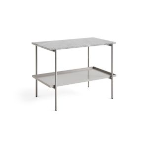 Rebar Side Table L75 x W44 xH55 - Fossil Grey Frame/Fossil Grey Tray/Grey Marble Tabletop