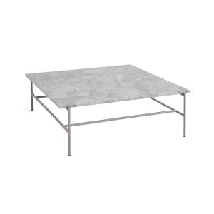 Rebar Coffee Table Fossil Grey Powder Coated Steel Frame L100 x W104 x H33 - Grey Marble Tabletop