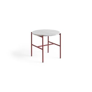 Rebar Side Table Ø45 x H40.5 - Barn Red Powder Coated Steel Frame/Grey Marble Tabletop