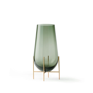 Echasse Vase Small - Brass/Green Smoked Glass