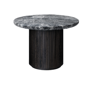 Moon Coffee Table - Round,  A 60 x H45, Marble Top - Brown-Black Stained Oak Veneer/Grey Emperador Mar