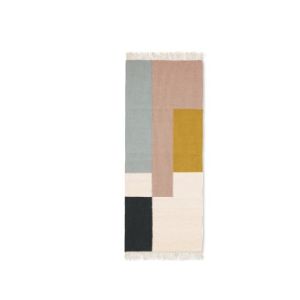 Kelim Runner Squares, Curry 70 x 180 cm