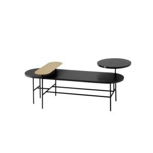 Palette Coffee Table JH7 L115 W68 H47 cm Brass Nero Marquina marble Black lacquered ash veneer