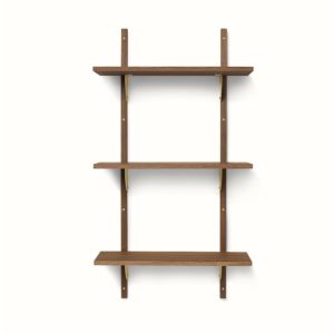 Sector Shelf Triple Narrow - Smoked Oak/Brass