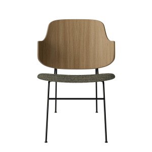 The Penguin Lounge Chair - Black Steel Base/Walnut Back/Upholstery (0233 Grey, Remix, Kvadrat)