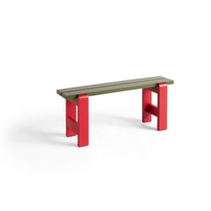 Weekday Bench Duo - Olive Pinewood Benchtop/Wine Red Pinewood Frame