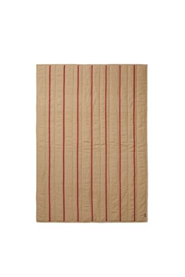 Grand Quilted Blanket - Camel/Red