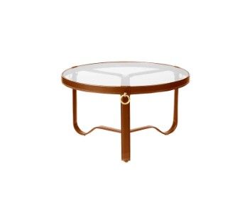 Adnet Coffee Table Ø70 - Tan Leather