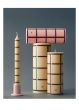 Column Candle-Large-Off-white, green bordeaux and silver