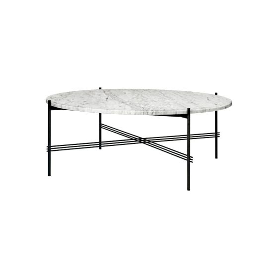 TS Coffee Table Ø105 - Black Base / White Carrara Marble Top