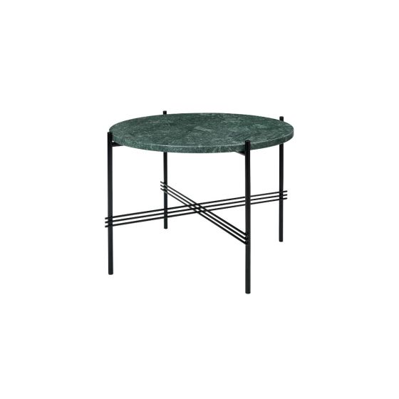TS Coffee Table Ø55 - Black Base / Green Guatemala Marble Top