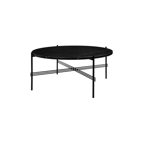 TS Coffee Table Ø80 - Black Base / Black Marquina Marble Top