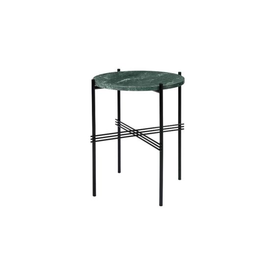 TS Side Table Ø40 - Black Base / Green Guatemala Marble Top