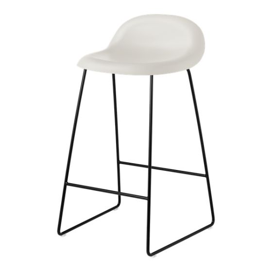 3D Counter Stool - Alabaster White -Black Matt Sledge Base
