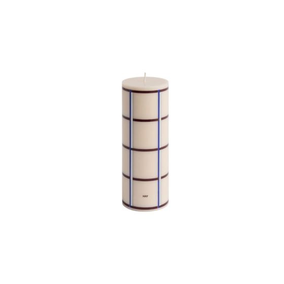 Column Candle-Medium-Off-white, bordeaux, blue and silver