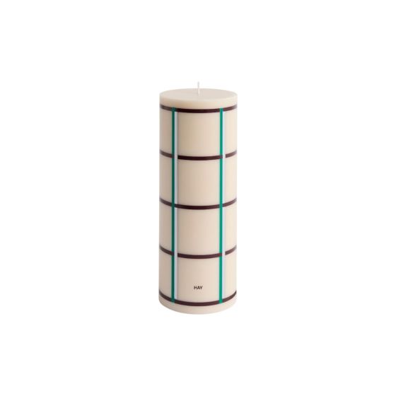 Column Candle-Large-Off-white, green bordeaux and silver