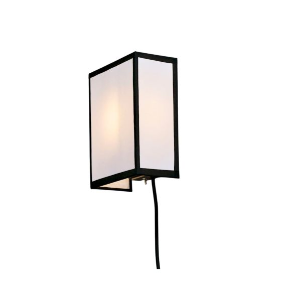 Ava Square Wall Lamp UK plug converter-White