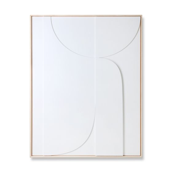 Framed Relief Art Panel - B - Extra Large (100x4x123cm) - White