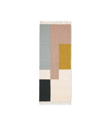 Kelim Runner Squares, Curry 70 x 180 cm