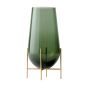 Echasse Vase, Large - Brass/Green Smoked Glass