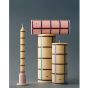 Column Candle-Medium-Off-white, bordeaux, blue and silver