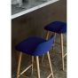 Rely Counter Stool HW118 Low back Lacquered walnut base Plastic gliders Light Blue shell