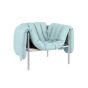 Puffy Lounge Chair - Light Blue Leather / Stainless