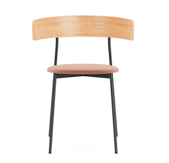 Friday Dining Chair with Arms - Black Wood/Upholstery (Natural Royal Blush - 92)