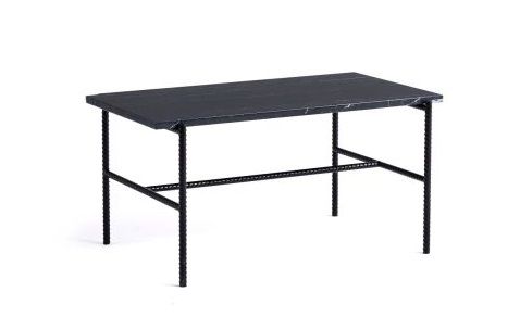 Rebar Coffee Table L80 x W49 x H40.5 - Soft Black Powder Coated Steel Frame/Black Marble Tabletop