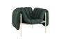 Puffy Lounge Chair - Dark Green Leather / Cream