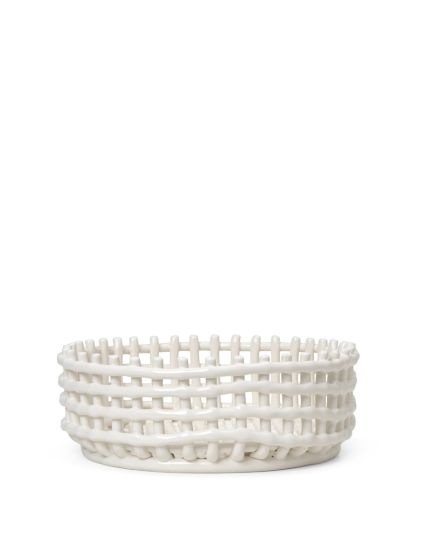 Ceramic Basket Centrepiece - Off-White