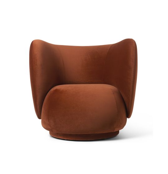 Rico Lounge Chair - Upholstery (Rich Velvet - Rust)