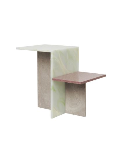 The Distinct Side Table - Travertine/Acrylic Stone