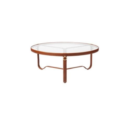 Adnet Coffee Table Ø100 - Tan Leather